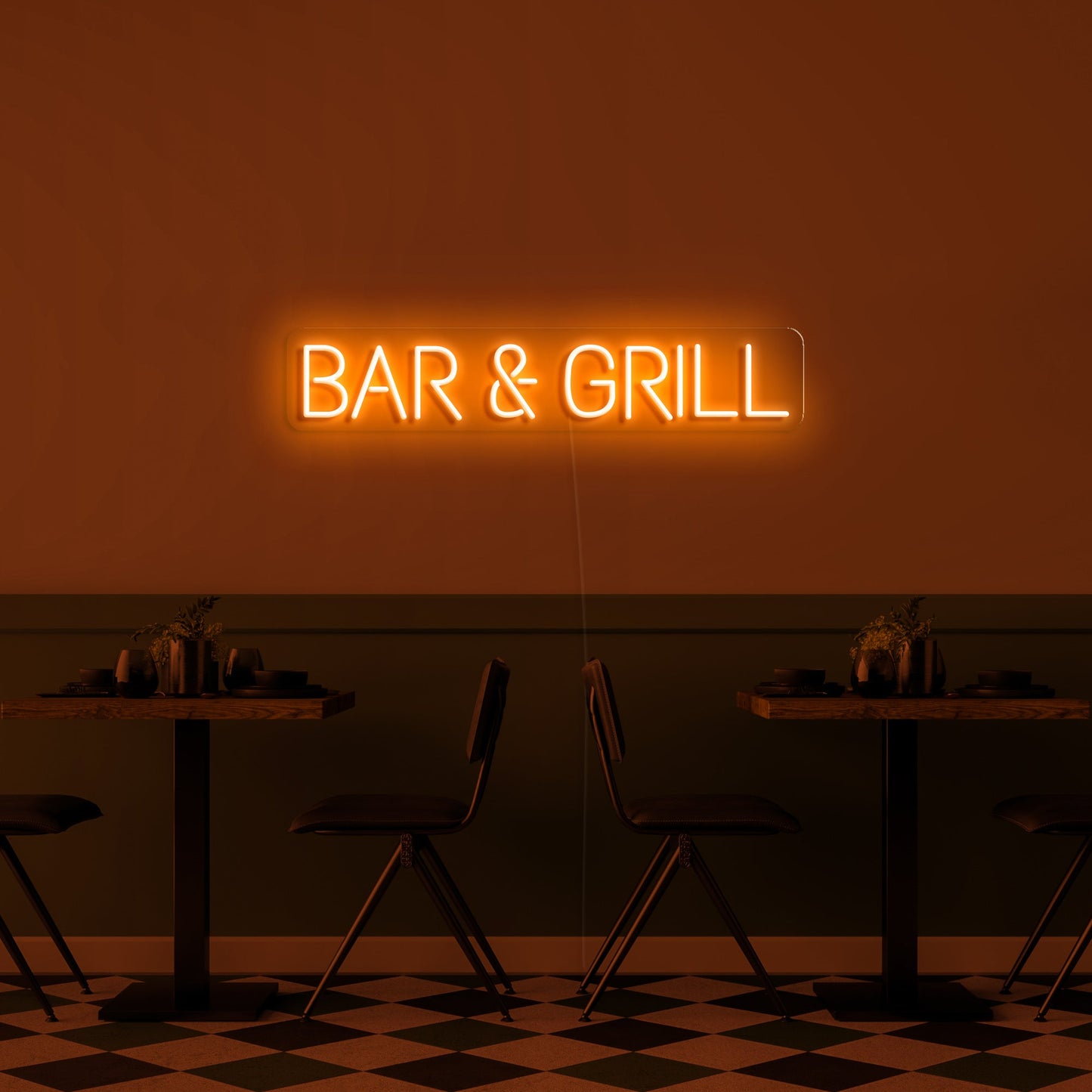 Signo de neón de Bar & Grill