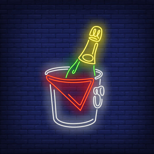 Champagne Bottle In Bucket Neon Sign