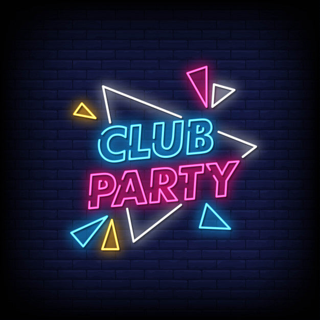 Signo de neón de fiesta del club