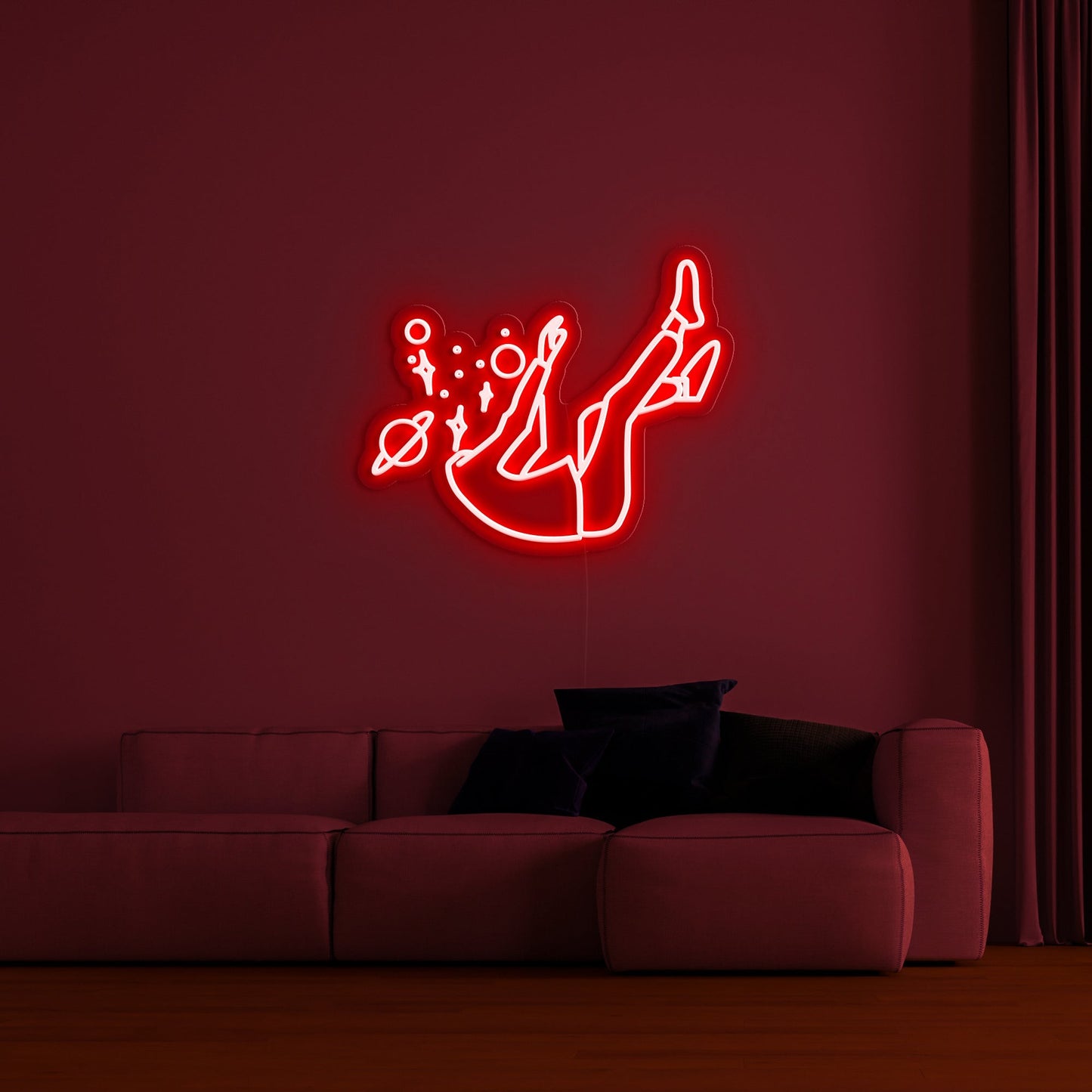 Falling into Space' Neon Sign