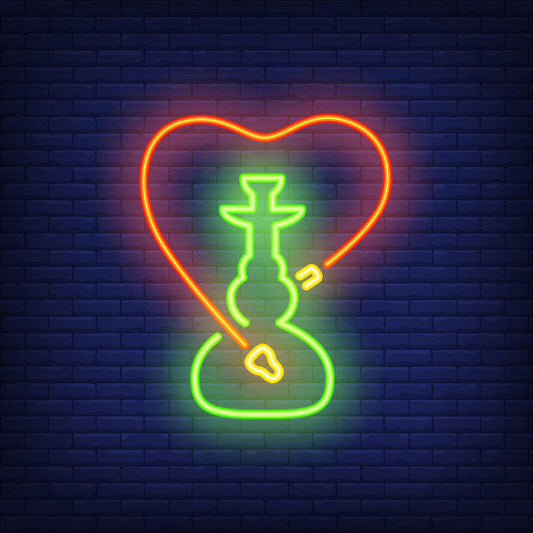 Hookah With Heart Shaped Hose Neon Sign