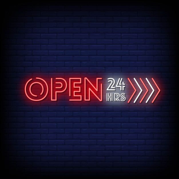 Open 24 Hours Neon Sign