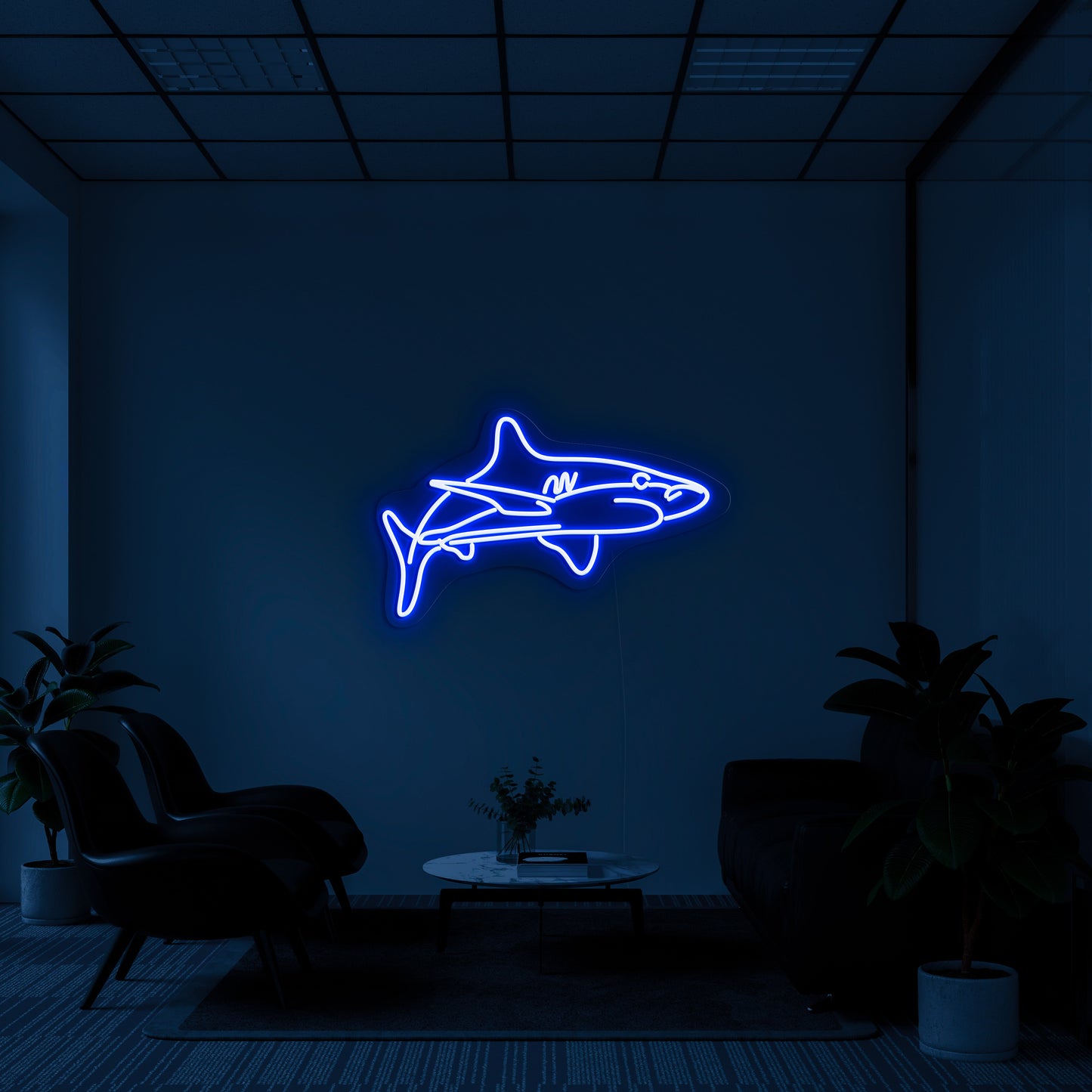 White Tip Shark' Neon Lamp