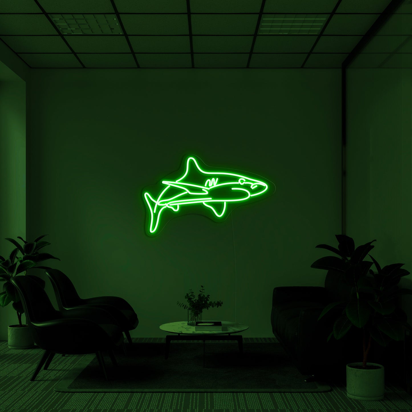 White Tip Shark' Neon Lamp