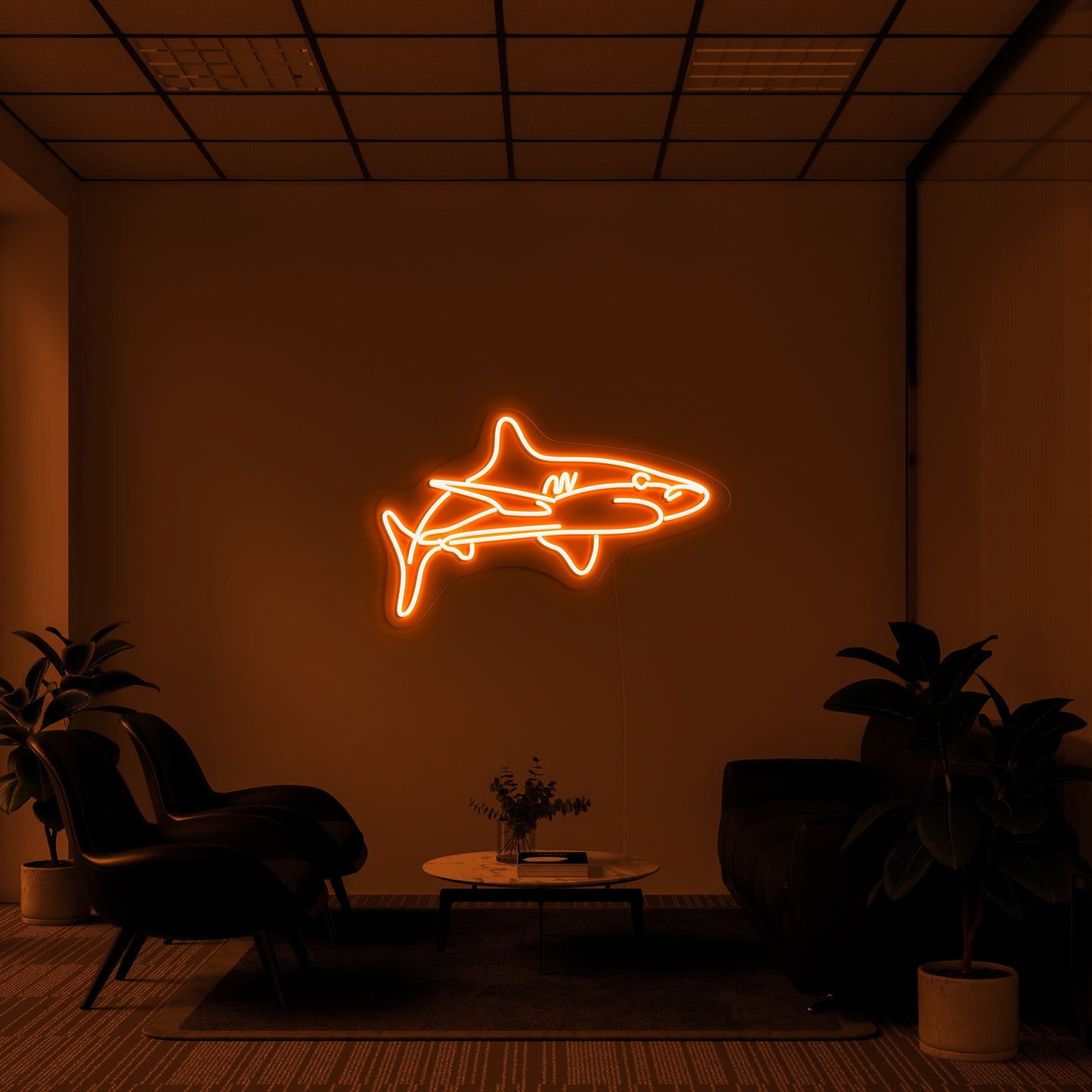 White Tip Shark' Neon Lamp