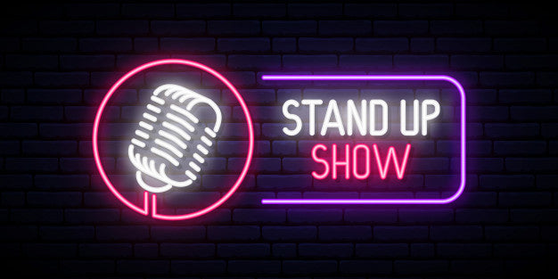 Stand Up Show Emblem In Neon Sign