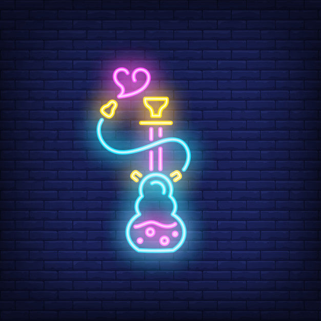 Hookah met hartvormige rook neon sign