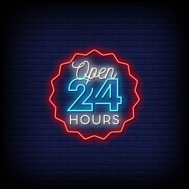 Open 24 Hours Neon Sign