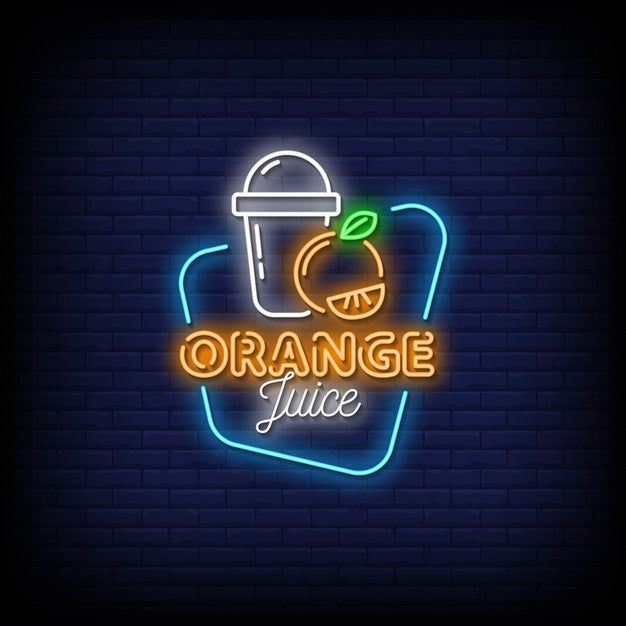 Signe de néon à jus d'orange