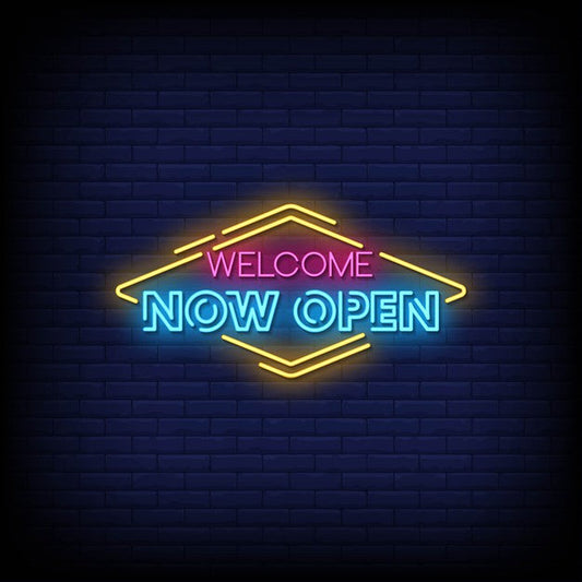 Welcome Now Open Neon Sign